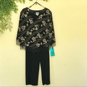 Wedding MOTB Black Beaded Fringe Suit 16P